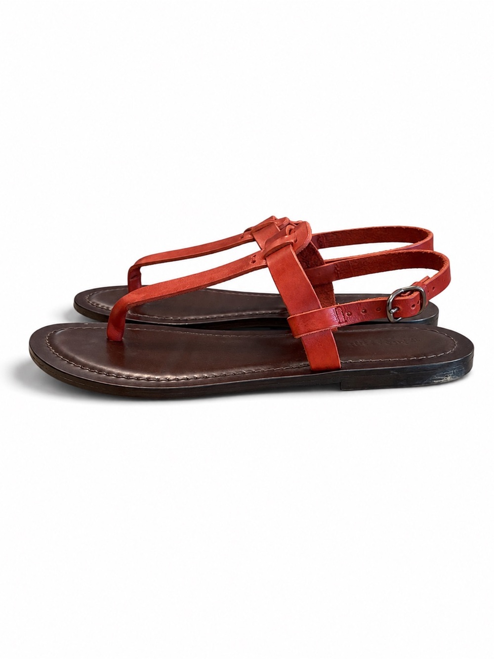 Garnet Hill Red Leather T-Bar Sandals - Picture 5 of 6